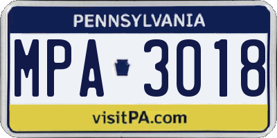 PA license plate MPA3018