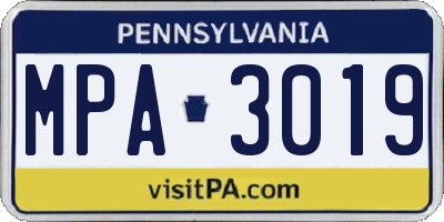 PA license plate MPA3019