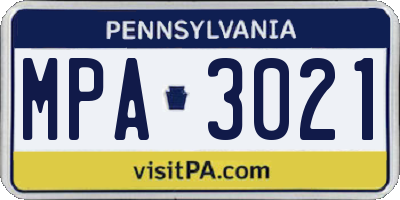 PA license plate MPA3021