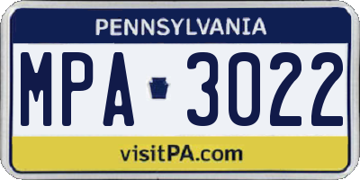 PA license plate MPA3022