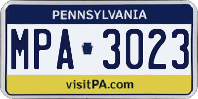 PA license plate MPA3023