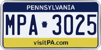 PA license plate MPA3025