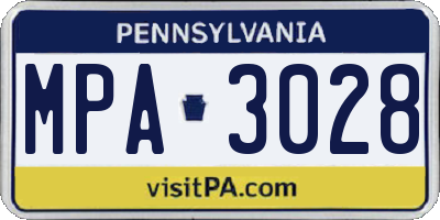 PA license plate MPA3028