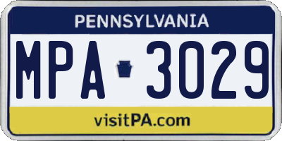 PA license plate MPA3029