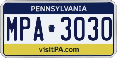 PA license plate MPA3030