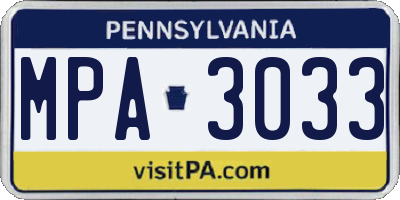 PA license plate MPA3033
