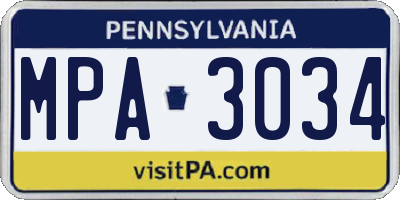 PA license plate MPA3034