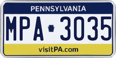 PA license plate MPA3035