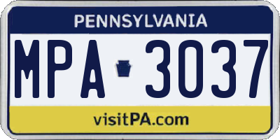 PA license plate MPA3037