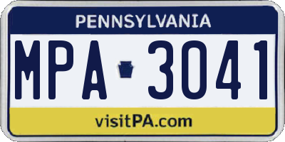 PA license plate MPA3041