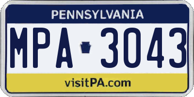 PA license plate MPA3043