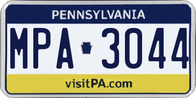 PA license plate MPA3044