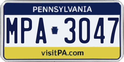 PA license plate MPA3047