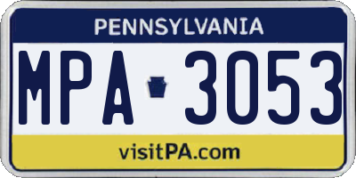 PA license plate MPA3053
