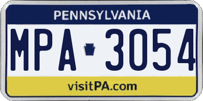 PA license plate MPA3054