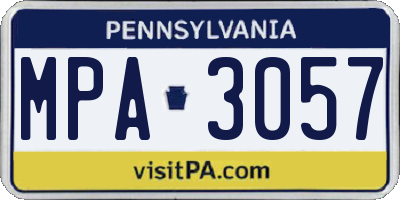 PA license plate MPA3057