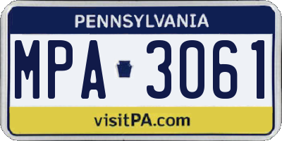 PA license plate MPA3061