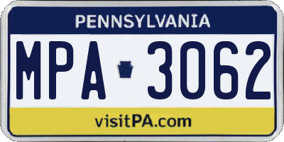 PA license plate MPA3062