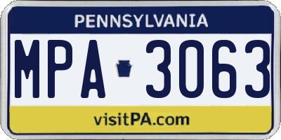 PA license plate MPA3063