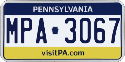 PA license plate MPA3067