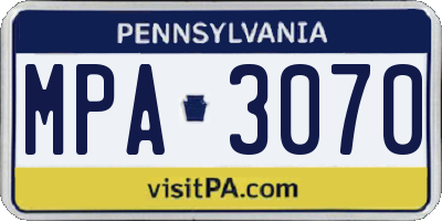 PA license plate MPA3070