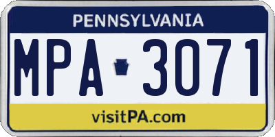 PA license plate MPA3071