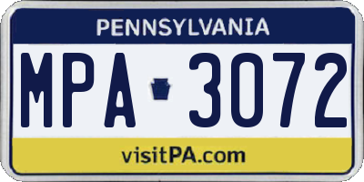 PA license plate MPA3072