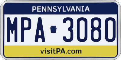 PA license plate MPA3080