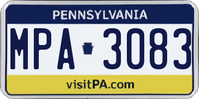 PA license plate MPA3083