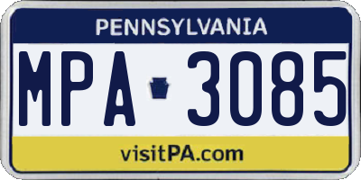 PA license plate MPA3085