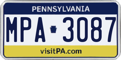 PA license plate MPA3087