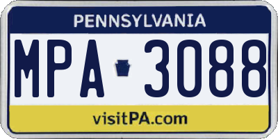 PA license plate MPA3088