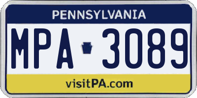 PA license plate MPA3089