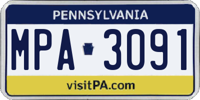 PA license plate MPA3091