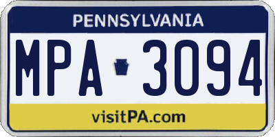 PA license plate MPA3094