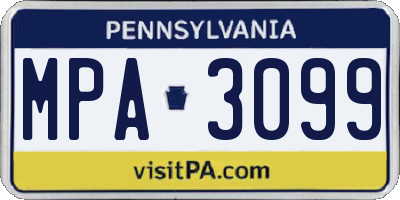 PA license plate MPA3099