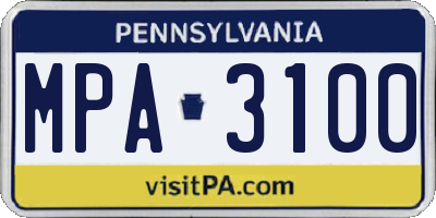 PA license plate MPA3100
