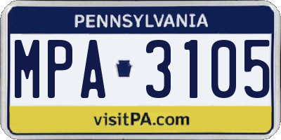 PA license plate MPA3105