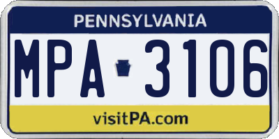 PA license plate MPA3106