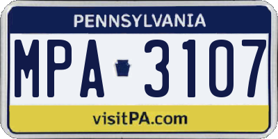 PA license plate MPA3107