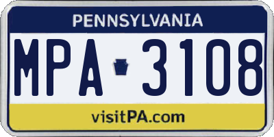 PA license plate MPA3108