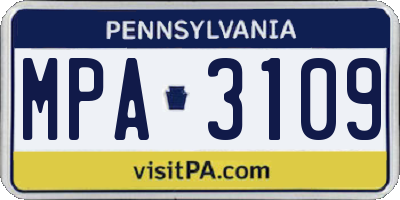 PA license plate MPA3109