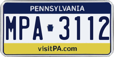 PA license plate MPA3112
