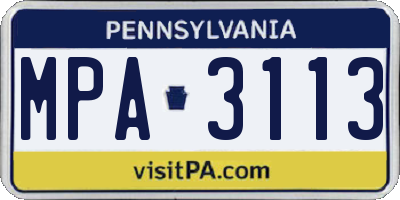 PA license plate MPA3113