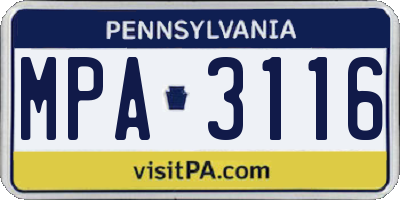 PA license plate MPA3116