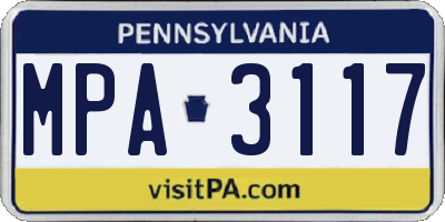 PA license plate MPA3117