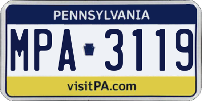 PA license plate MPA3119