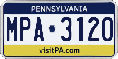 PA license plate MPA3120