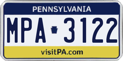 PA license plate MPA3122