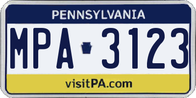 PA license plate MPA3123